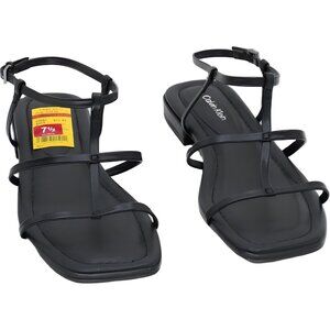 Calvin Klein Sallia Strappy Ankle Sandals Black Square Toe Women's US 7.5M